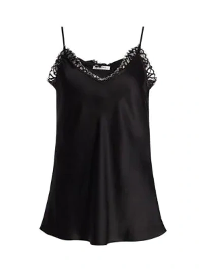 Frame Lace-trimmed Silk-charmeuse Camisole In Noir