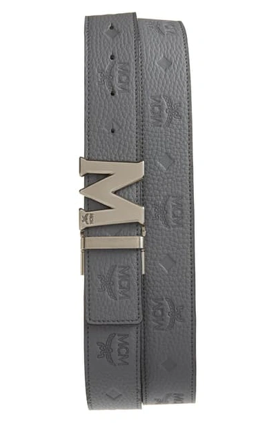 Mcm Men's Claus Reversible Leather Belt In Smoked Pearl