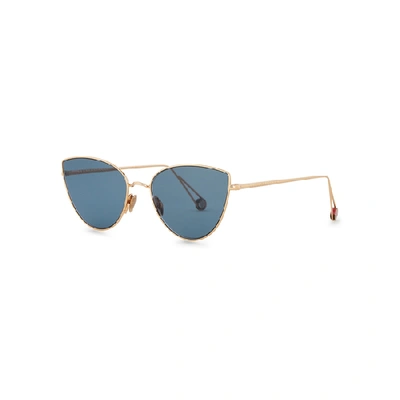 Ahlem Place Du Louvre 22kt Gold-plated Cat-eye Sunglasses In Blue