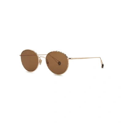 Ahlem L'alma 22kt Gold-plated Round-frame Sunglasses In Brown