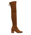 Stuart Weitzman 'tieland' Stretch Suede Thigh High Boots In Coffee Brown Stretch Suede
