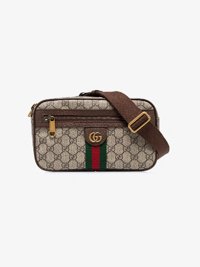 Gucci Brown Ophidia Gg Belt Bag In Neutrals