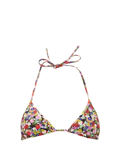 La Doublej Floral Print Triangle Bikini Top In Multi