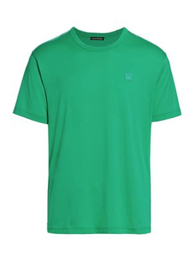 Acne Studios Nash Face Crewneck Cotton Tee In Emerald Green