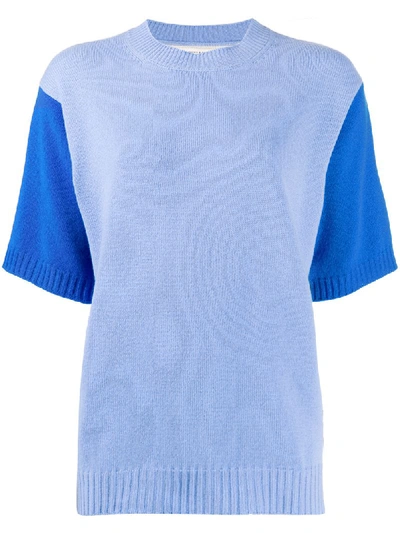 Chinti & Parker Ribbed-knit Two-tone Top In Blue