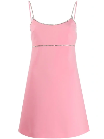 Miu Miu Crystal-embellished Mini Dress In Pink