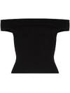 Alexander Mcqueen Off-the-shoulder Ribbed-knit Top In Black