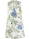 Tory Burch Floral Print Mini Dress In White