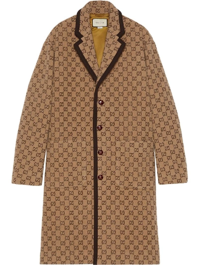 Gucci Men's Interlocking Gg Wool-blend Overcoat In Camel