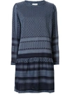 Cecilie Copenhagen Long-sleeve Patterned Dress In Blue