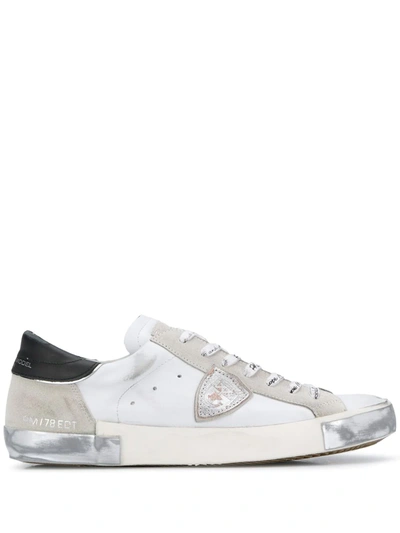 Philippe Model Calf Leather Prsx Sneakers In Vintage-effect In White