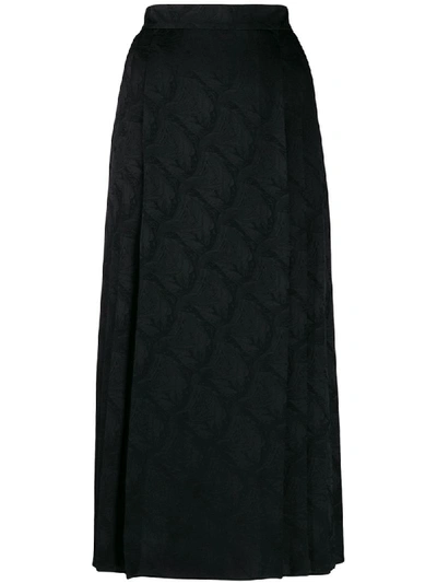Fendi Jacquard Leaf Print Skirt In Black