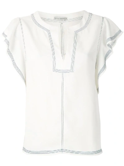 Martha Medeiros Bata Stitching Blouse In White