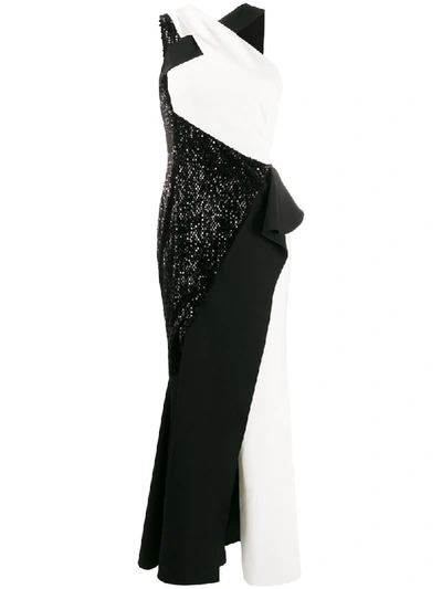 Avaro Figlio Sequin-embellished Two-tone Dress In Black