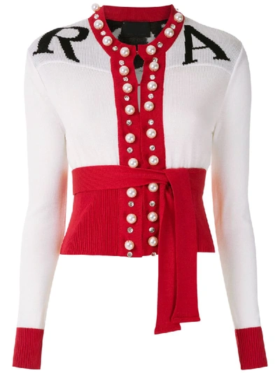 Andrea Bogosian Embellished Knit Cardigan In White