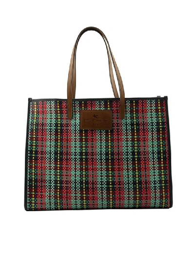 Etro Globtter Leather-trimmed Tote In Multicolor