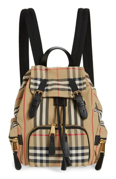 Burberry Small Icon Stripe Nylon Rucksack In Archive Beige