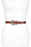 Rebecca Minkoff Smooth Ball Chain Leather Belt In Luggage