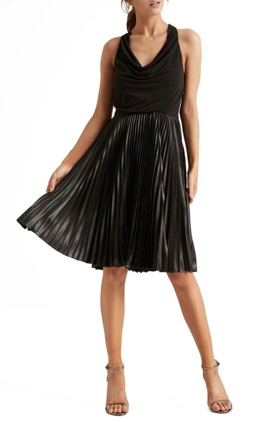 Halston Heritage Heritage Pleat Fit & Flare Cocktail Dress In Black