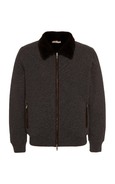 Fioroni Fur-lined Cashmere Bomber Jacket In Grey