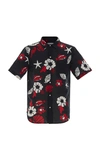 Thom Browne Men's Floral-print Straight-fit Short-sleeve Sport Shirt In White