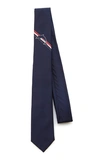 THOM BROWNE EMBROIDERED SILK TIE,753959