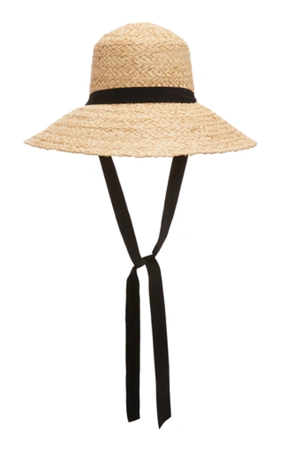 Janessa Leone Sammy Ribbon-trimmed Straw Hat In Neutral