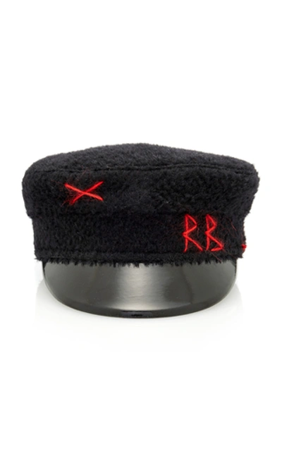 Ruslan Baginskiy Hats Embroidered Wool Baker Boy Cap In Black
