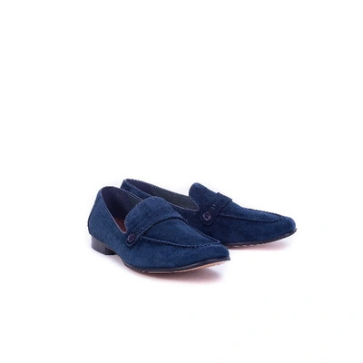 Robert Graham Norris Button Loafer In Navy Leather