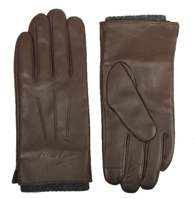 Robert Graham Leather Gloves With Knit Cuff In Brown