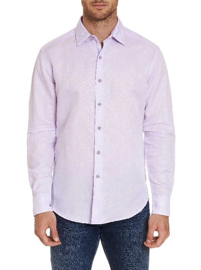 Robert Graham Temple Of Skull Classic Fit Linen Blend Shirt In Lilac