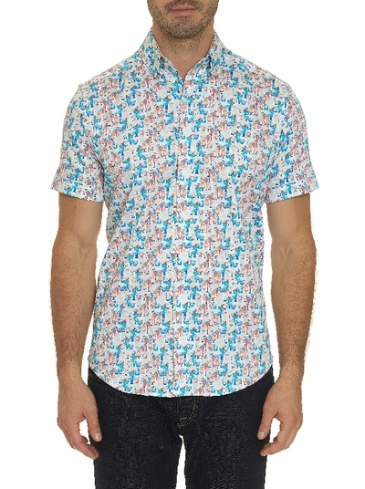 Robert Graham Short-sleeve Tiny-cocktails Print Classic Fit Shirt In Multi