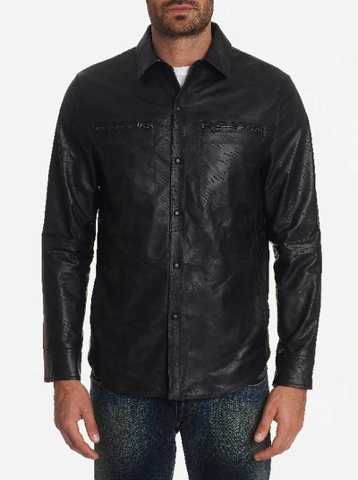 Robert Graham Men's Gable Lambskin Leather Shirt Jacket In Navy