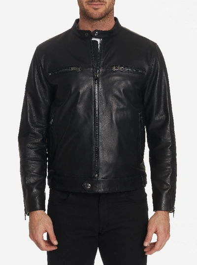 Robert Graham Men's Brando Lambskin Zip-front Jacket In Black