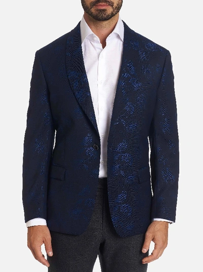 Robert Graham Floral Jacquard Classic Fit Dinner Jacket In Navy