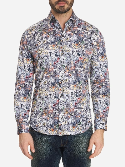 Robert Graham Men's Greene Faded Floral Stretch-cotton Sport Shirt In Grey