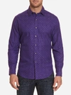 Robert Graham Men's Keaton Patterned Sport Shirt With Contrast Detail In Purple