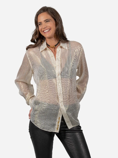 Robert Graham Carrie Sheer Stripe Shirt In Beige