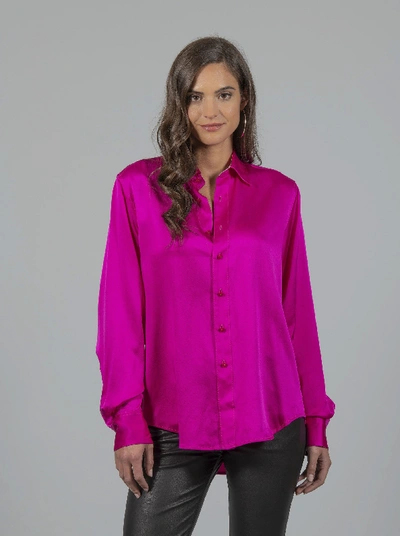 Robert Graham Carrie Solid Silk Shirt In Fuschia