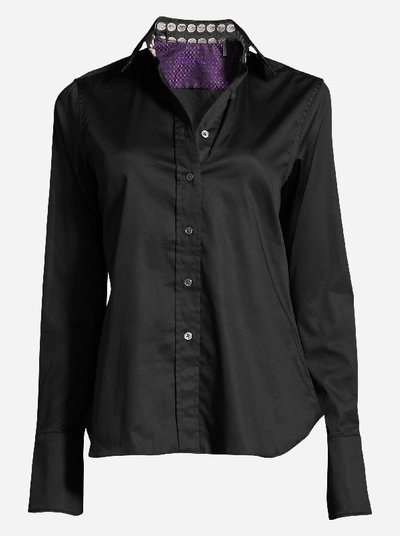 Robert Graham Priscilla Solid Stretch Cotton Shirt In Black