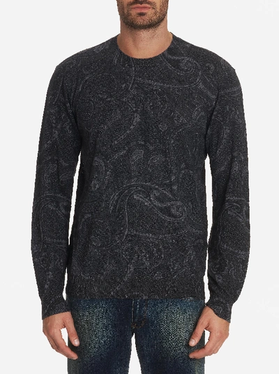 Robert Graham Men's Bonanova Paisley-print Crewneck Sweater In Gray