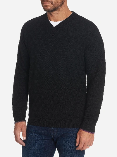 Robert Graham Randie Regular Fit Jacquard V-neck Sweater In Black