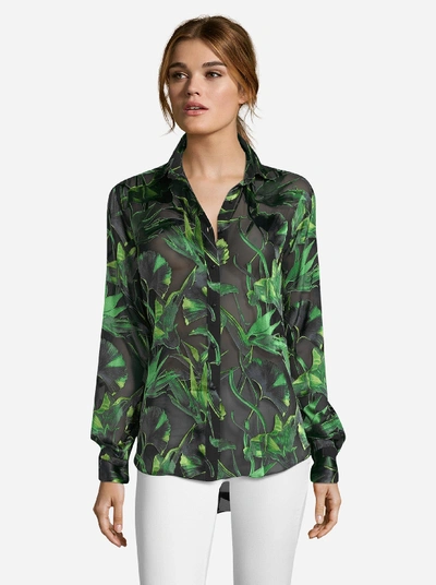 Robert Graham Carrie Leaf Burnout Shirt In Black