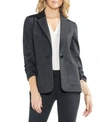 Vince Camuto Petite Ruched-sleeve Ponte-knit Blazer In Dark Heather Grey