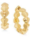 KATE SPADE SMALL GOLD-TONE HEART EXTRA-SMALL HUGGIE HOOP EARRINGS, .19"