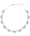 KATE SPADE KATE SPADE NEW YORK SILVER-TONE PAVE STONE HALF-CIRCLE COLLAR NECKLACE, 14" + 3" EXTENDER