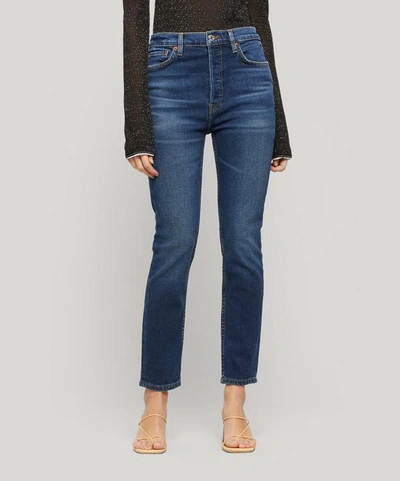 Re/done High-rise Ankle Crop Jeans In Dark