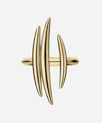 Shaun Leane Gold Plated Vermeil Silver Quill Triple Bar Ring