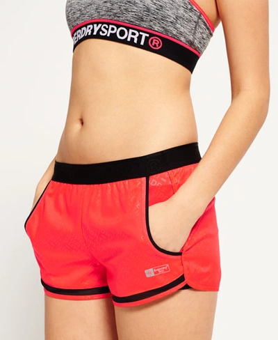 Superdry Sport Mesh Insert Shorts In Pink