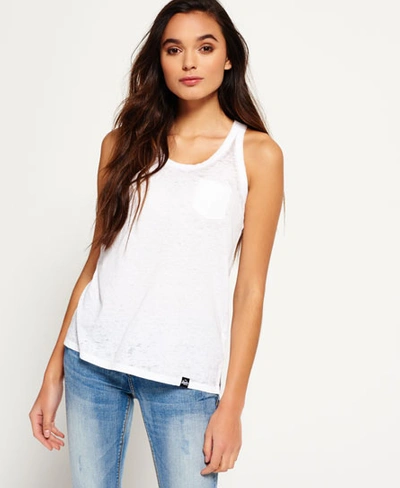 Superdry Burnout Pocket Vest Top In White